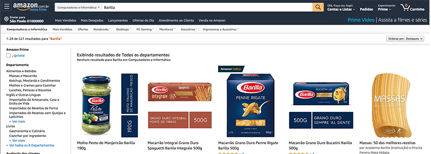 Barilla Comercializa Produtos na Amazon