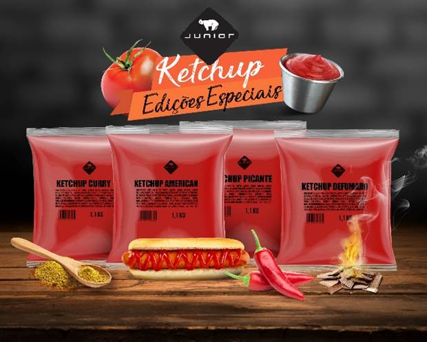 Junior lança edições especiais com quatro novos sabores para sua linha de Ketchups