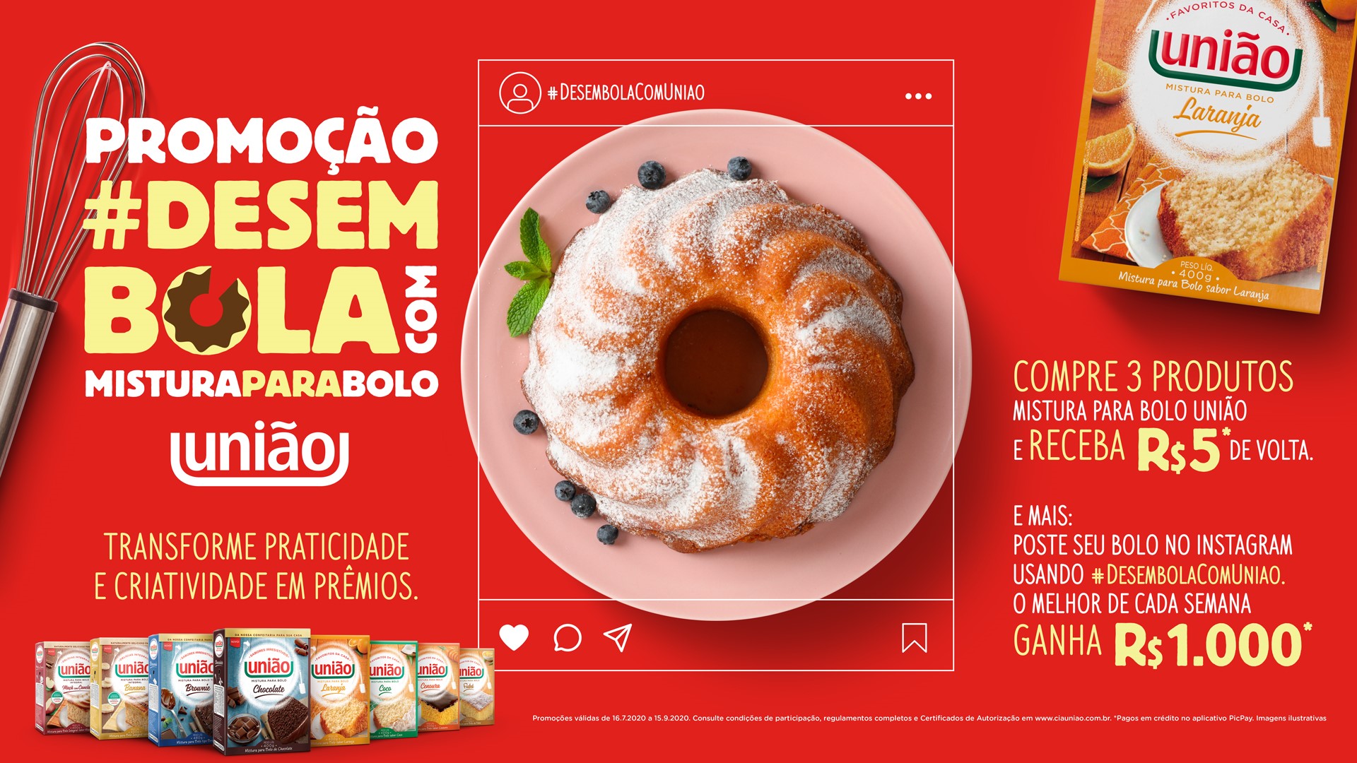 União lança promoção e concurso com sua linha de mistura para bolo