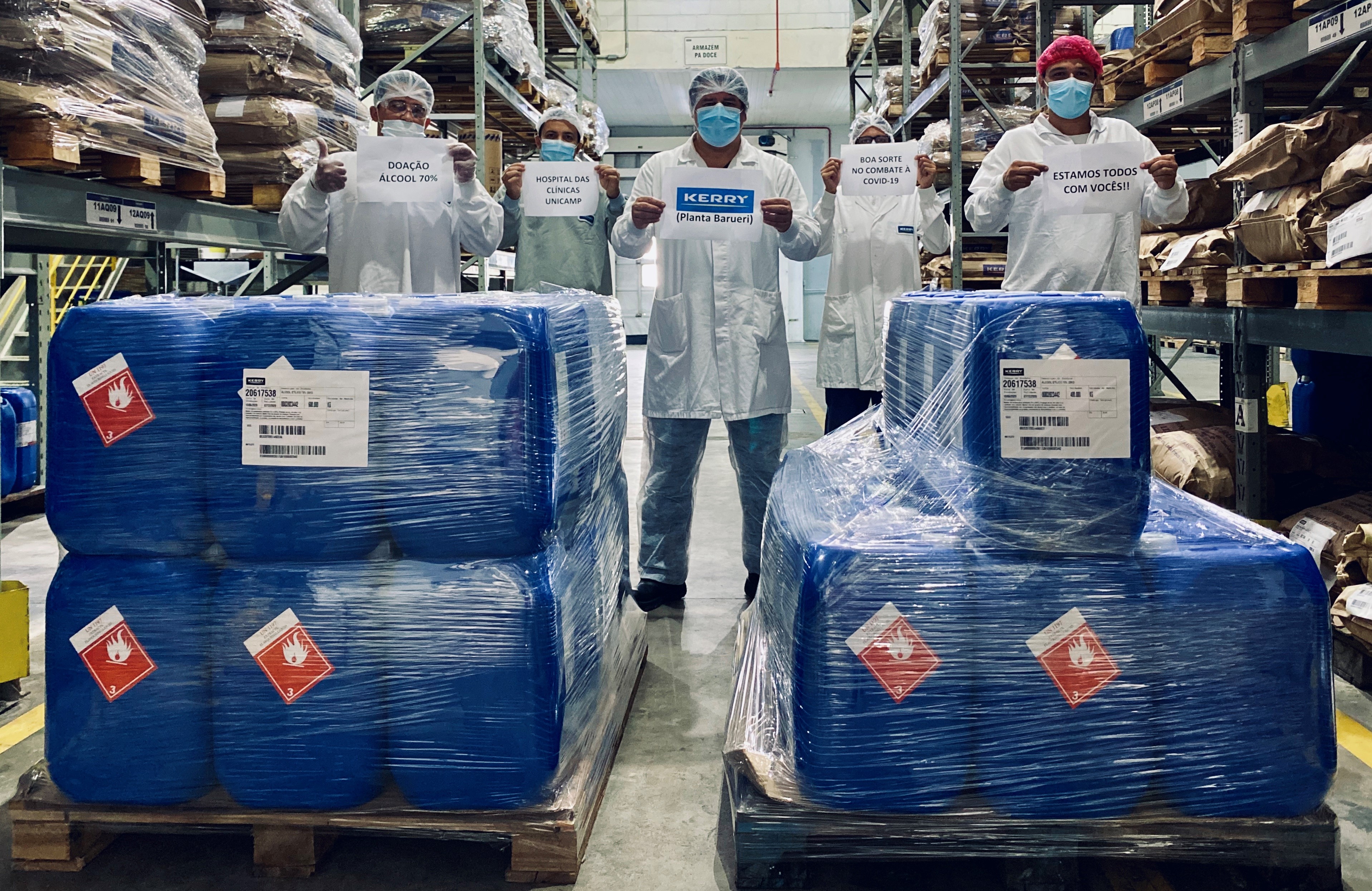 Kerry realiza doação de 1.000 litros de álcool para o Hospital das Clínicas de Campinas