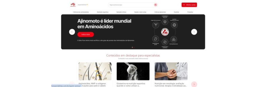 Plataforma Ajinomoto Especialistas centraliza evidências científicas para nutricionistas